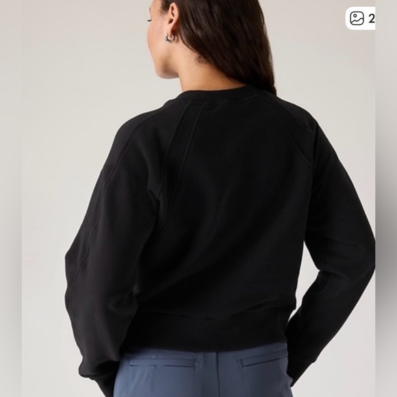 NWT Athleta Retroplush Revive Crewneck Sweatshirt Black Size XS - Picture 2 of 10